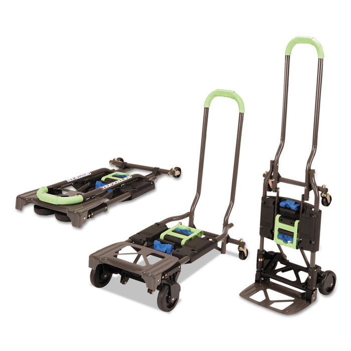 2-in-1 Multi-Position Hand Truck and Cart, 16.63 x 12.75 x 49.25, Blue/Green