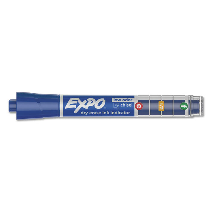 Ink Indicator Dry Erase Marker, Broad Chisel Tip, Blue, Dozen