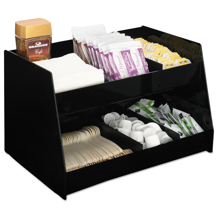 Condiment Organizer, 14 1/3 x 10 1/2 x 9 2/3, 6-Compartment, Black