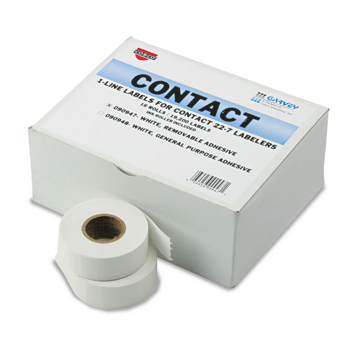 One-Line Pricemarker Labels Bulk Pack, 0.44 x 0.81, White, 1,200/Roll, 16 Rolls/Box