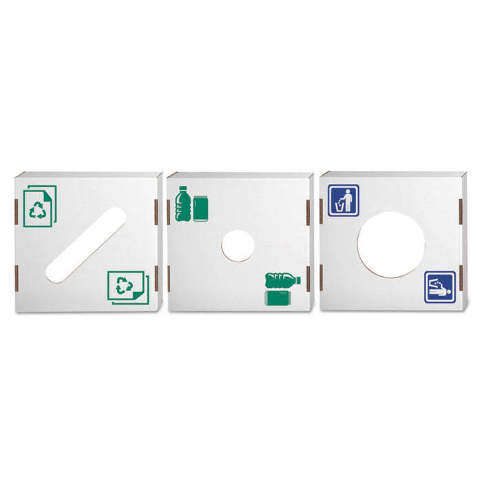 Waste and Recycling Bin Lid, Bottles and Cans, White/Green Print, 10/Carton