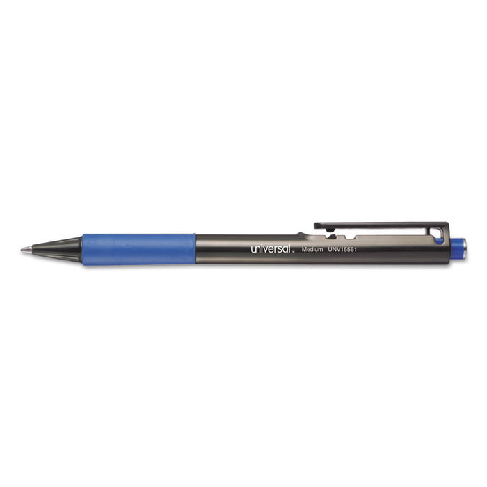 Smooth Grip Retractable Ballpoint Pen, Medium 1mm, Blue Ink, Black Barrel, Dozen