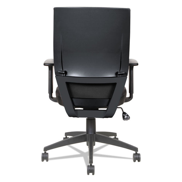 Alera EB-T Series Synchro Mid-Back Flip-Arm Chair, Supports up to 275 lbs., Black Seat/Black Back, Black Base