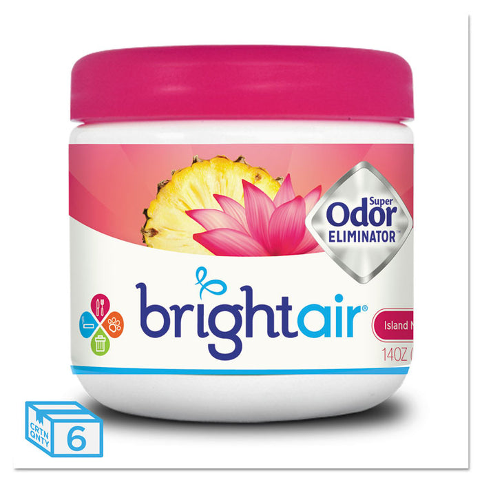Super Odor Eliminator, Island Nectar and Pineapple, Pink, 14 oz Jar, 6/Carton