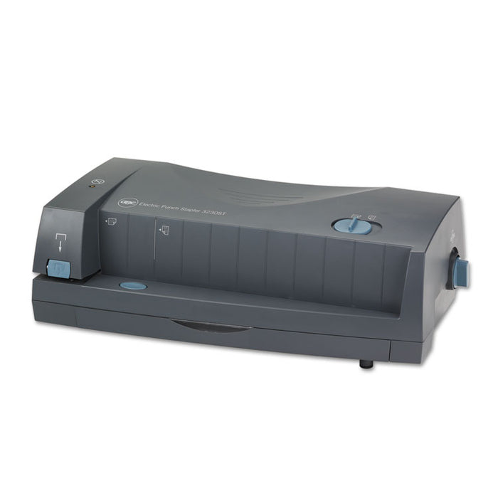 24-Sheet 3230 Electric Two-to-Three-Hole Adjustable Punch, 9/32" Holes, Gray