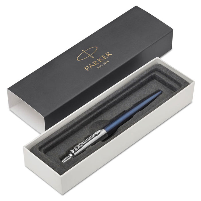 Jotter Retractable Ballpoint Pen Gift Box, 1mm, Blue Ink, Royal Blue/Chrome Barrel