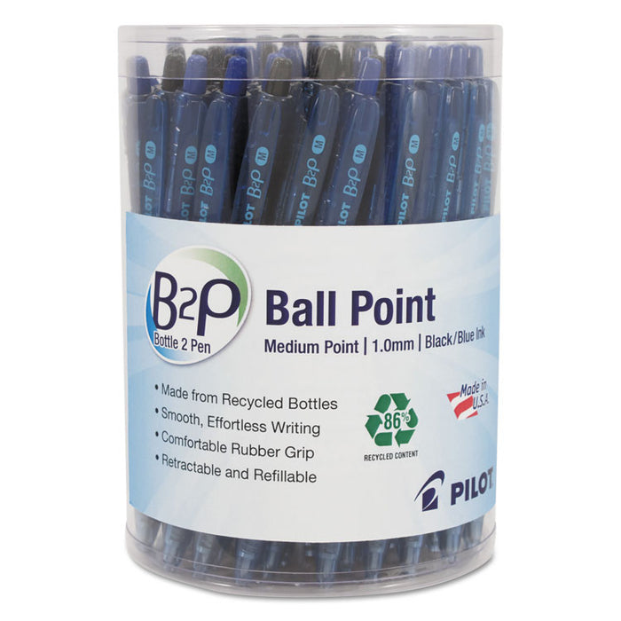 B2P Bottle-2-Pen Retractable Ballpoint Pen, 1mm, Assorted Ink/Barrel, 36/Pack