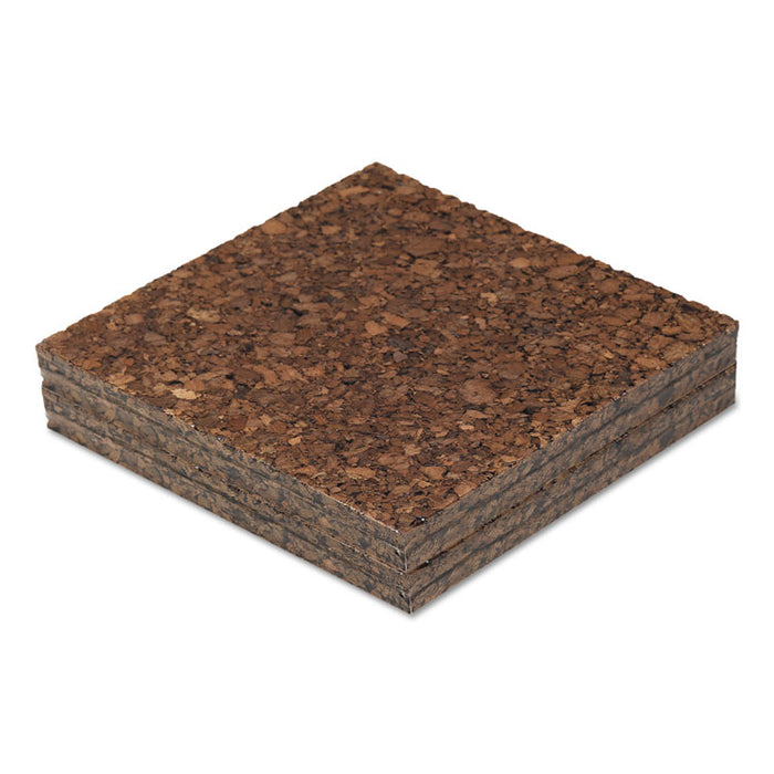 Cork Tile Panels, Dark Brown, 12 x 12, 4/Pack