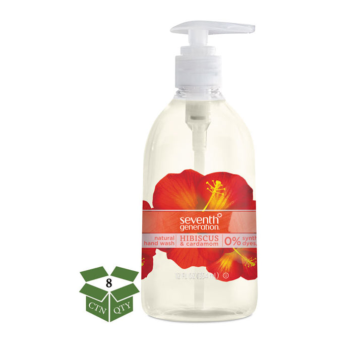 Natural Hand Wash, Hibiscus & Cardamom, 12 oz Pump Bottle, 8/Carton