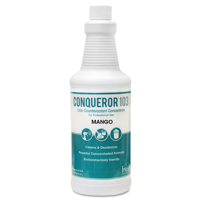 Conqueror 103 Odor Counteractant Concentrate, Mango, 32 oz Bottle, 12/Carton
