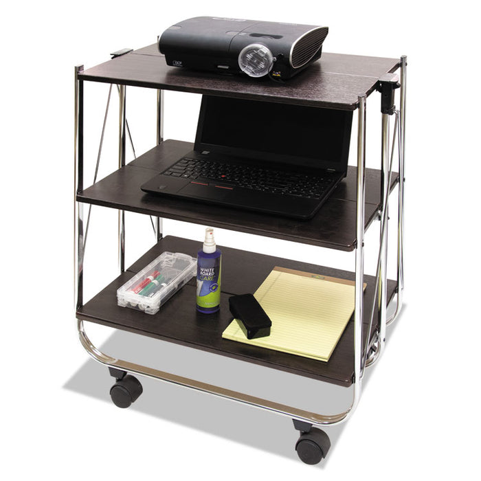 Click-N-Fold Utility Cart, 26.5w x 15.75d x 31.5h, Chrome/Brown