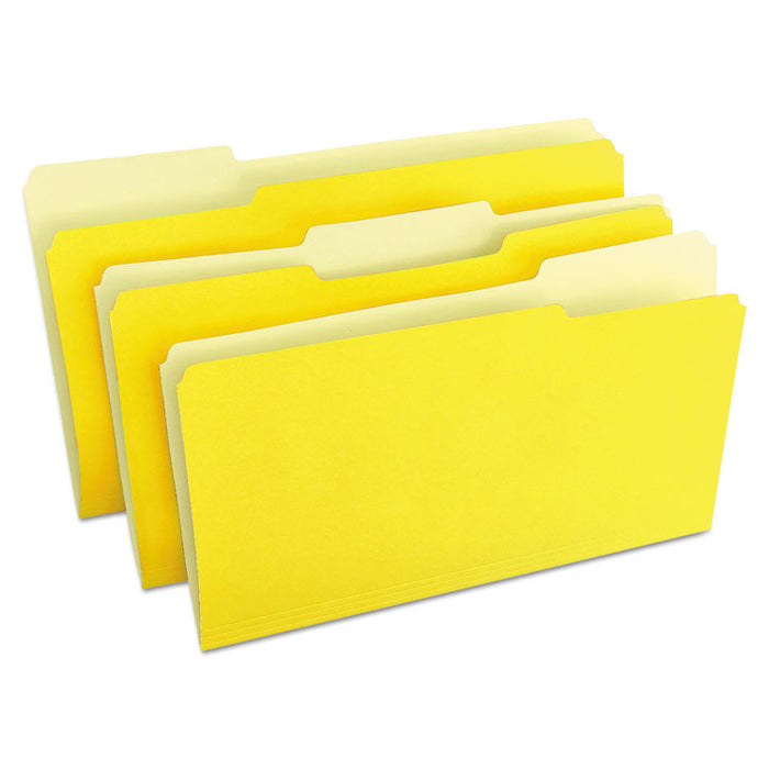Deluxe Colored Top Tab File Folders, 1/3-Cut Tabs, Legal Size, Yellowith Light Yellow, 100/Box