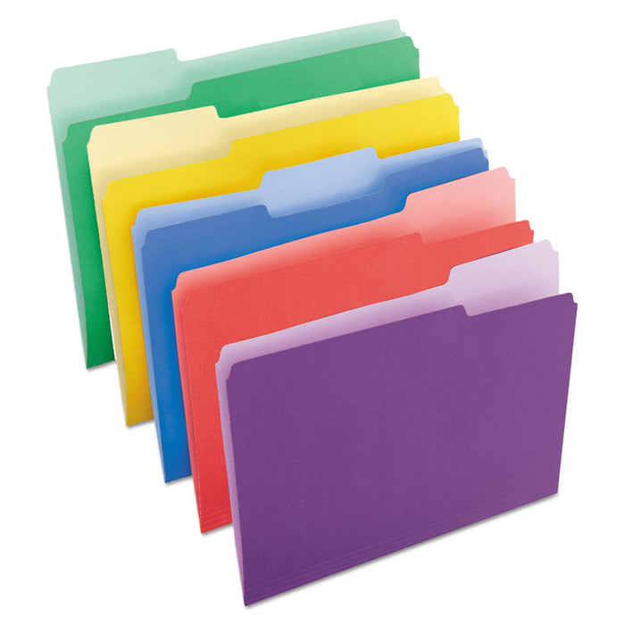 Deluxe Colored Top Tab File Folders, 1/3-Cut Tabs: Assorted, Letter Size, Assorted Colors, 100/Box