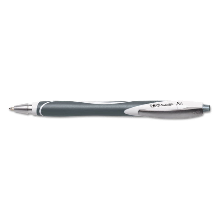 Atlantis Air Retractable Ballpoint Pen, 1.2mm, Black Ink, Black/White Barrel, 2/Pack
