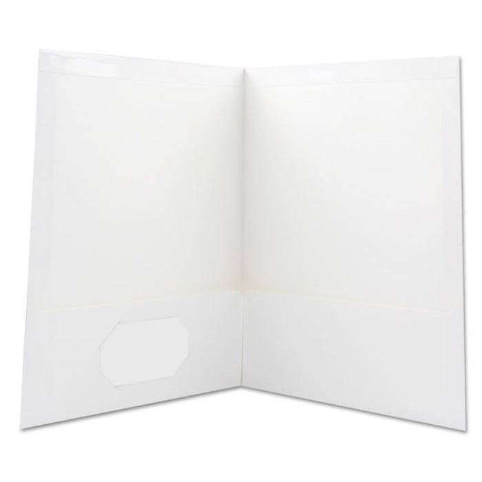 Laminated Two-Pocket Portfolios, Cardboard Paper, White, 11 x 8 1/2, 25/Pack