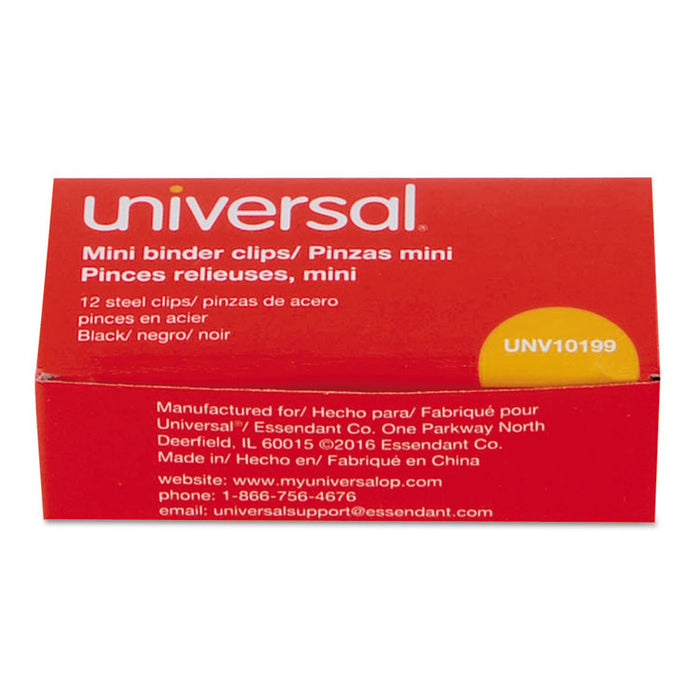 Binder Clips, Mini, Black/Silver, 12/Box