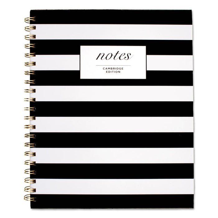 Black and White Striped Hardcover Notebook, 1 Subject, Wide/Legal Rule, Black/White Stripes Cover, 11 x 8.88, 80 Sheets