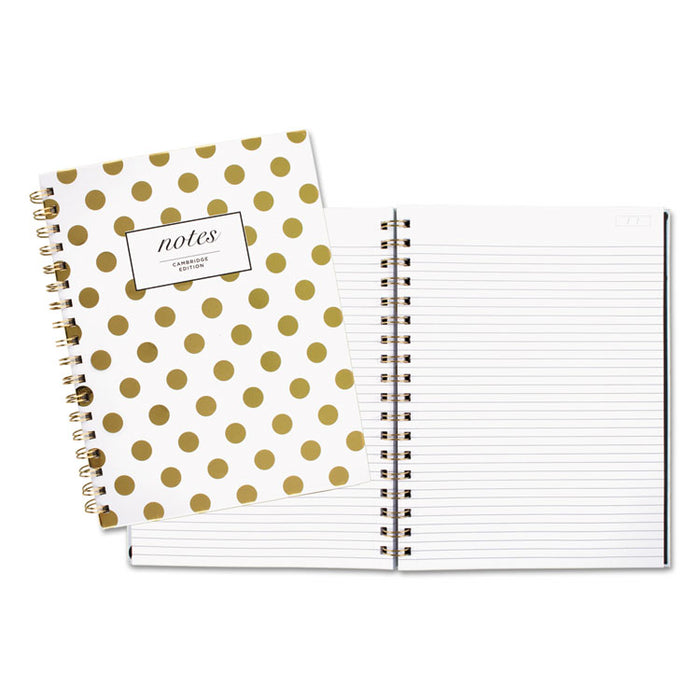Gold Dots Hardcover Notebook, 1 Subject, Wide/Legal Rule, White/Gold Cover, 9.5 x 7, 80 Sheets