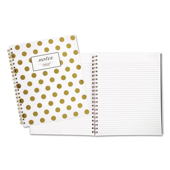 Gold Dots Hardcover Notebook, 1 Subject, Wide/Legal Rule, White/Gold Cover, 11 x 8.88, 80 Sheets