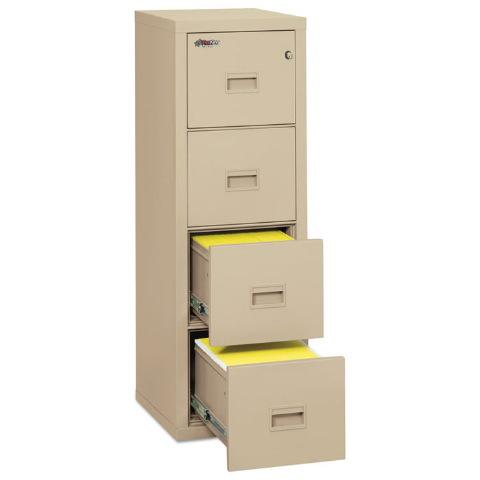 Turtle Four-Drawer File, 17.75w x 22.13d x 52.75h, UL Listed 350° for Fire, Parchment