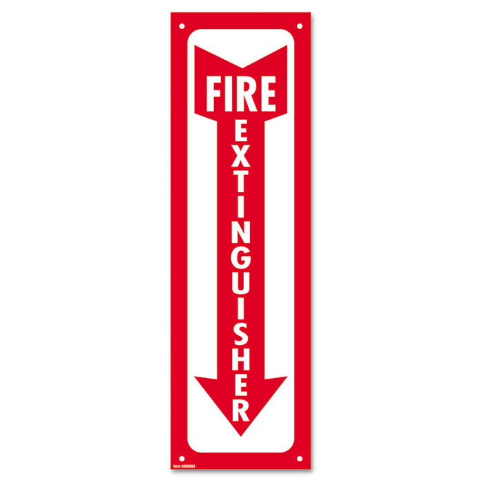 Glow-In-The-Dark Safety Sign, Fire Extinguisher, 4 x 13, Red