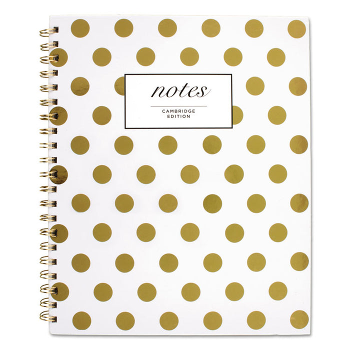Gold Dots Hardcover Notebook, 1 Subject, Wide/Legal Rule, White/Gold Cover, 11 x 8.88, 80 Sheets