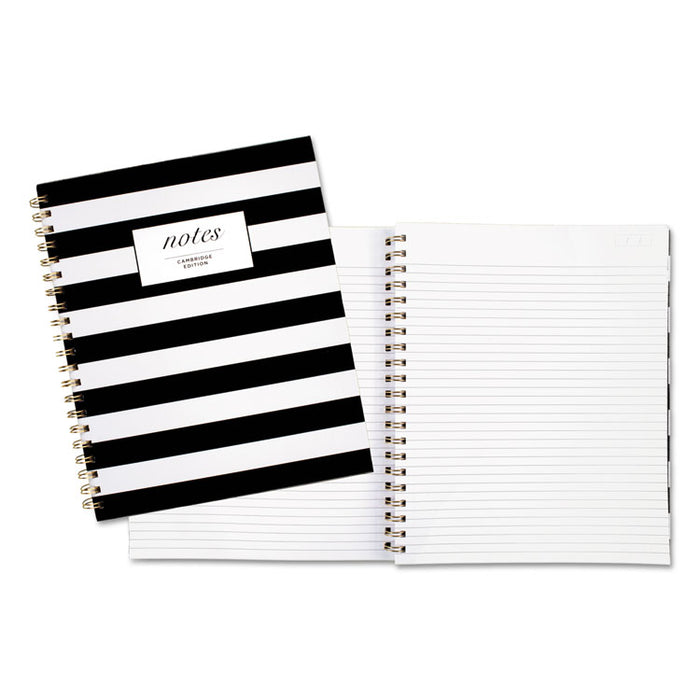 Black and White Striped Hardcover Notebook, 1 Subject, Wide/Legal Rule, Black/White Stripes Cover, 11 x 8.88, 80 Sheets
