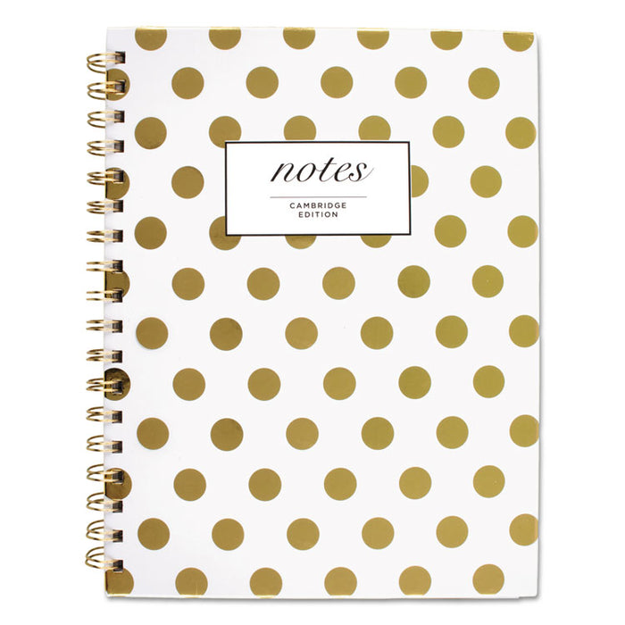 Gold Dots Hardcover Notebook, 1 Subject, Wide/Legal Rule, White/Gold Cover, 9.5 x 7, 80 Sheets