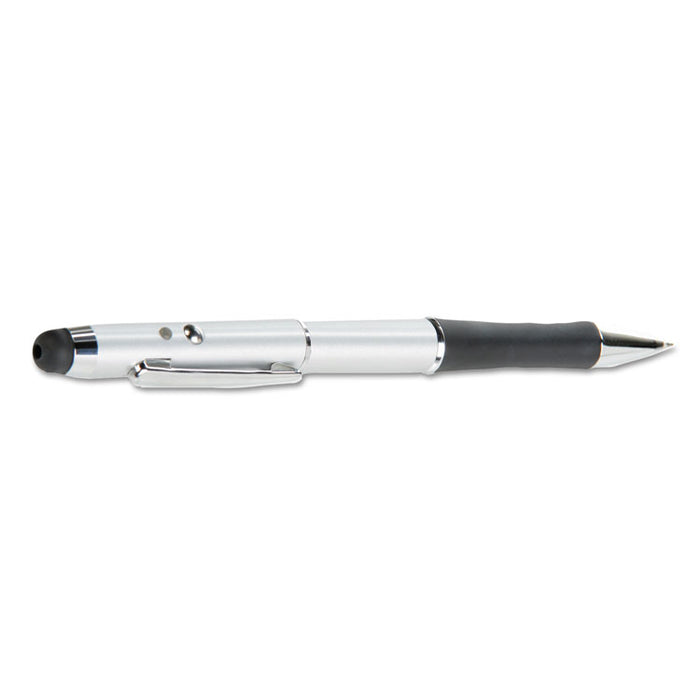 3-in-1 Laser Pointer with Stylus and Pen, Class 2, Projects 984 ft, Silver