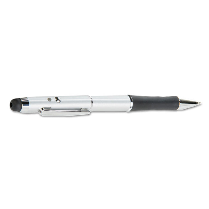 3-in-1 Laser Pointer with Stylus and Pen, Class 2, Projects 984 ft, Silver