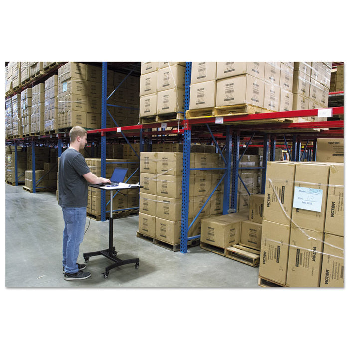 DC500 High Rise Collection Mobile Adjustable Standing Desk, 30.75" x 22" x 29" to 44", Black