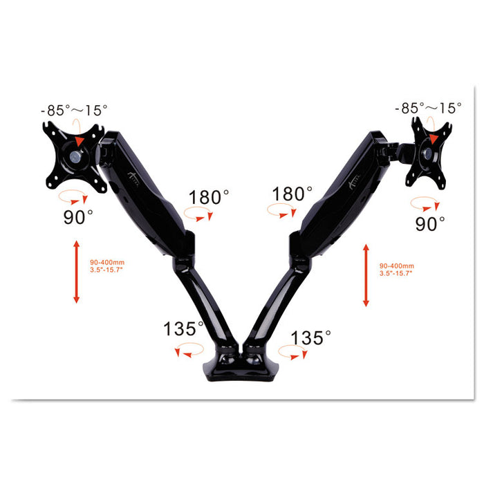 AdaptivErgo Articulating Monitor Arm, Dual Monitor up to 30", Black