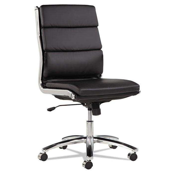 Alera Neratoli Mid-Back Slim Profile Chair, Supports up to 275 lbs., Black Seat/Black Back, Chrome Base