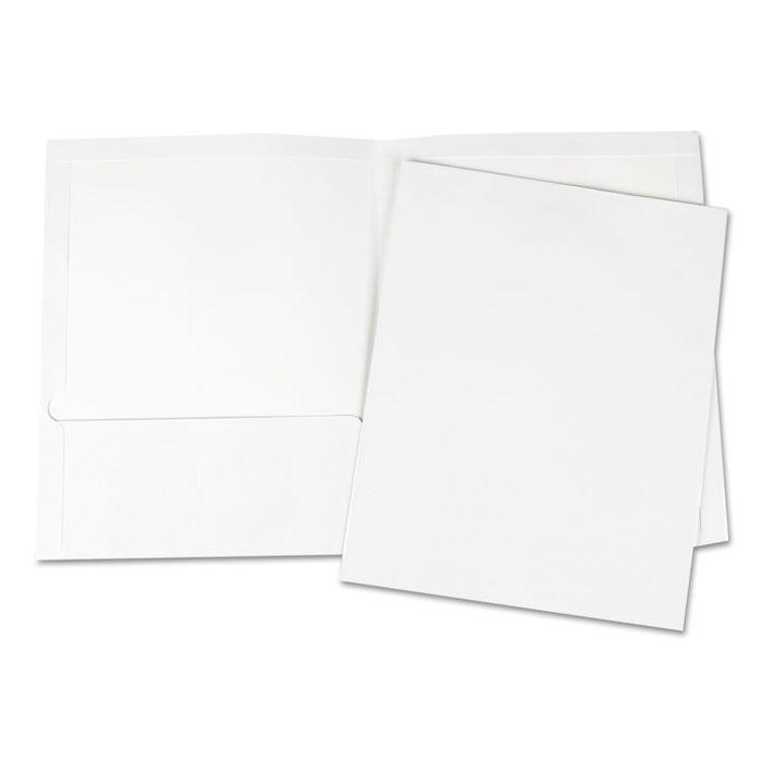 Laminated Two-Pocket Portfolios, Cardboard Paper, White, 11 x 8 1/2, 25/Pack