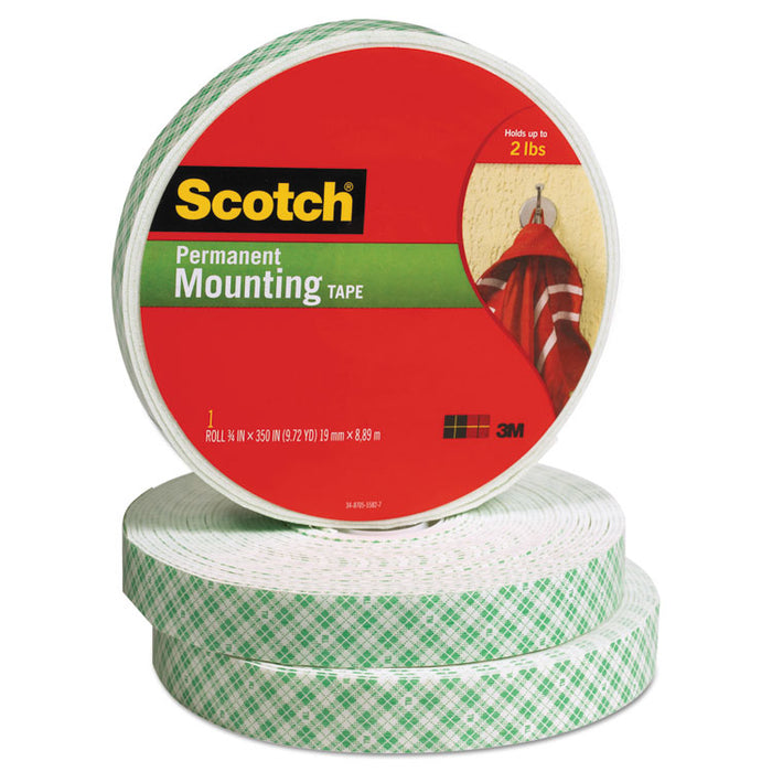 Permanent High-Density Foam Mounting Tape, Holds Up to 2 lbs, 0.75 x 350, White