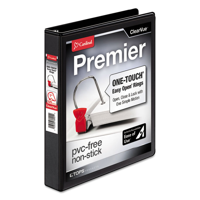 Premier Easy Open ClearVue Locking Slant-D Ring Binder, 3 Rings, 1" Capacity, 11 x 8.5, Black