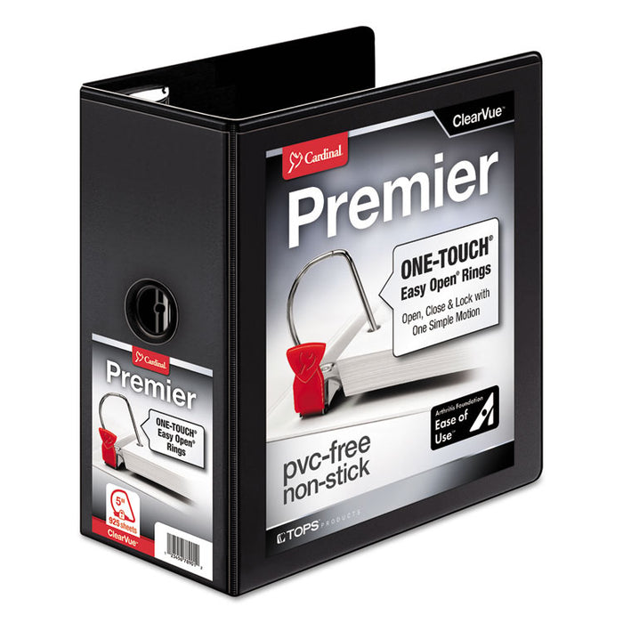 Premier Easy Open ClearVue Locking Slant-D Ring Binder, 3 Rings, 5" Capacity, 11 x 8.5, Black
