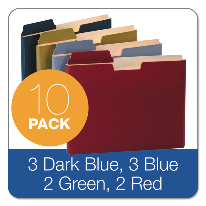 File Folder Pocket, 0.75" Expansion, Letter Size, Assorted Colors, 10/Pack