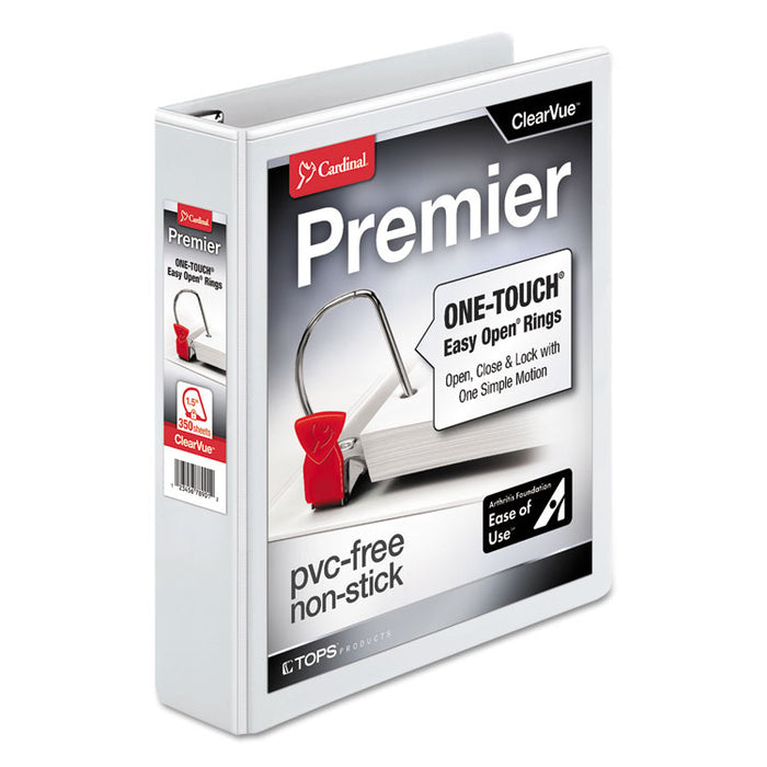 Premier Easy Open ClearVue Locking Slant-D Ring Binder, 3 Rings, 1.5" Capacity, 11 x 8.5, White