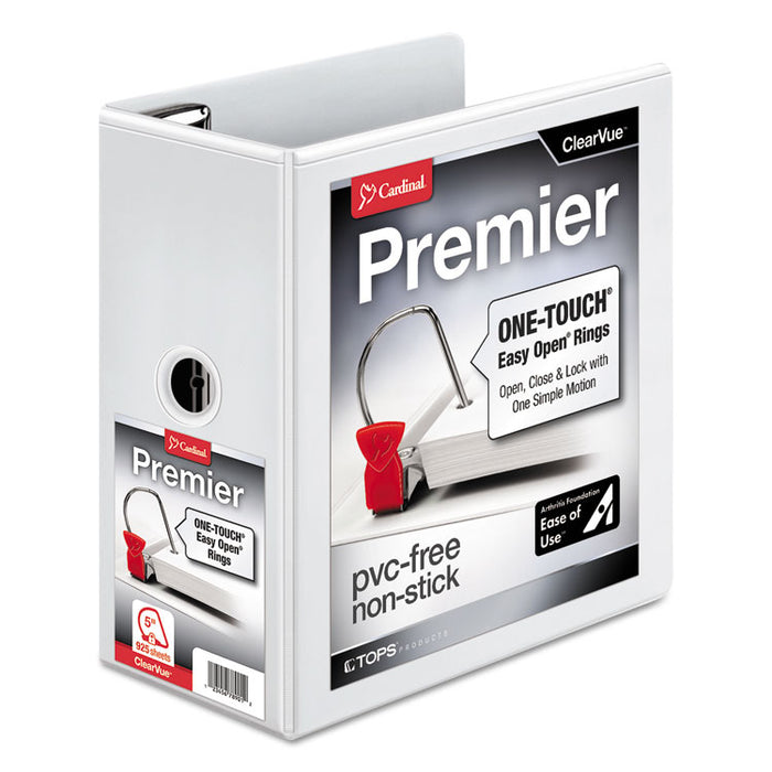 Premier Easy Open ClearVue Locking Slant-D Ring Binder, 3 Rings, 5" Capacity, 11 x 8.5, White