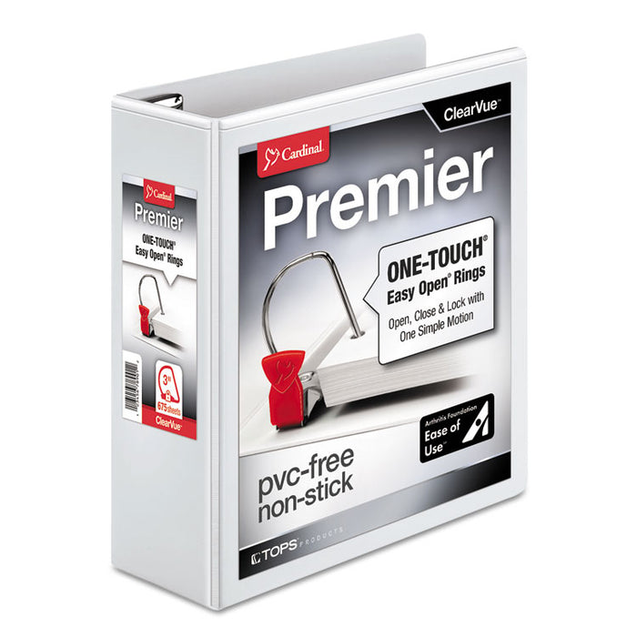 Premier Easy Open ClearVue Locking Slant-D Ring Binder, 3 Rings, 3" Capacity, 11 x 8.5, White
