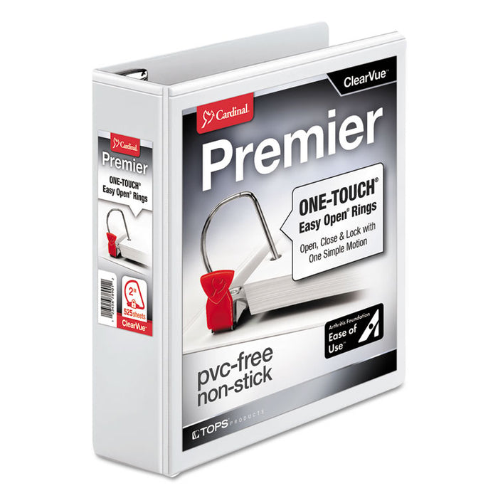 Premier Easy Open ClearVue Locking Slant-D Ring Binder, 3 Rings, 2" Capacity, 11 x 8.5, White