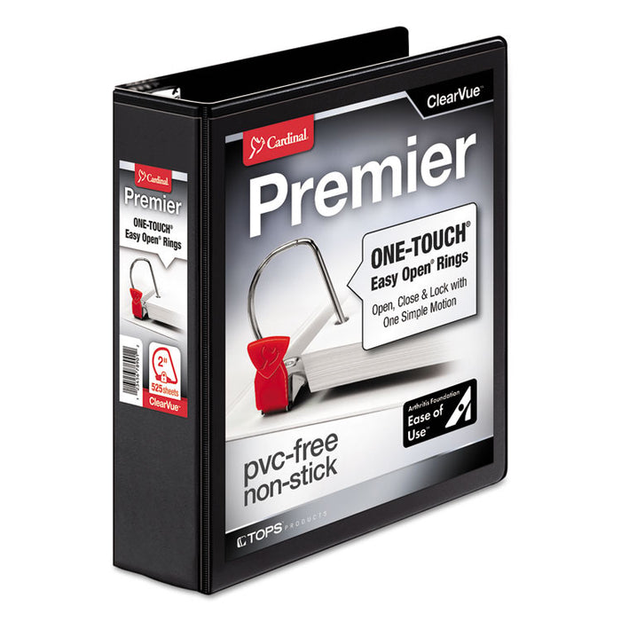 Premier Easy Open ClearVue Locking Slant-D Ring Binder, 3 Rings, 2" Capacity, 11 x 8.5, Black
