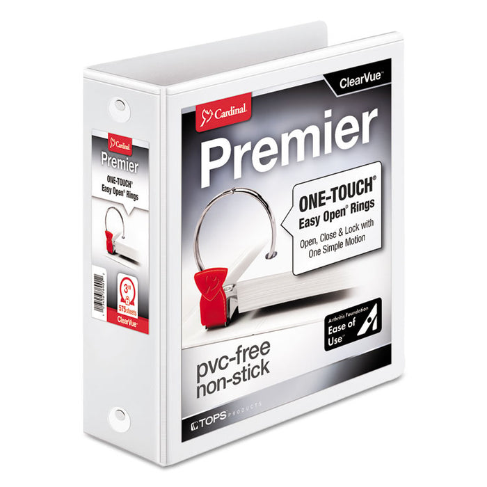 Premier Easy Open ClearVue Locking Round Ring Binder, 3 Rings, 3" Capacity, 11 x 8.5, White