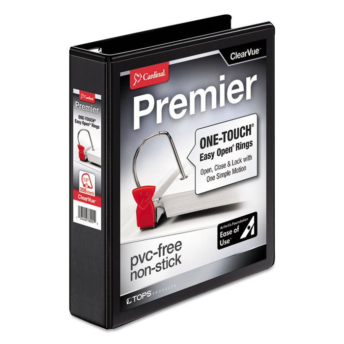 Premier Easy Open ClearVue Locking Slant-D Ring Binder, 3 Rings, 1.5" Capacity, 11 x 8.5, Black