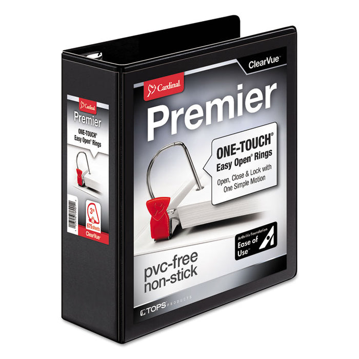 Premier Easy Open ClearVue Locking Slant-D Ring Binder, 3 Rings, 3" Capacity, 11 x 8.5, Black