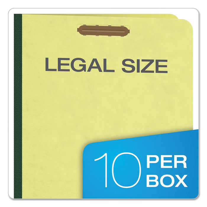 Four-, Six-, and Eight-Section Pressboard Classification Folders, 2 Dividers, Embedded Fasteners, Legal, Apple Green, 10/Box