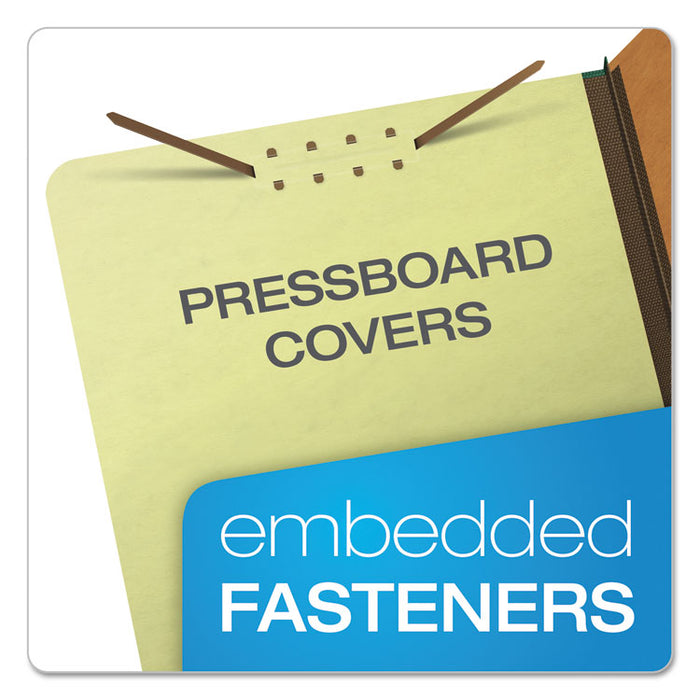 Four-, Six-, and Eight-Section Pressboard Classification Folders, 2 Dividers, Embedded Fasteners, Legal, Apple Green, 10/Box