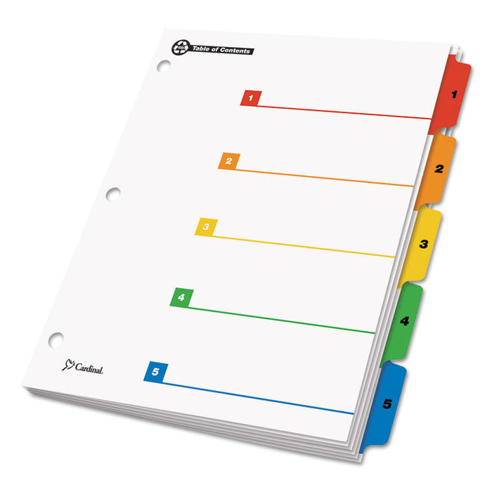 OneStep 100% Recycled Printable Table of Contents Dividers, 5-Tab, 1 to 5, 11 x 8.5, White, 1 Set