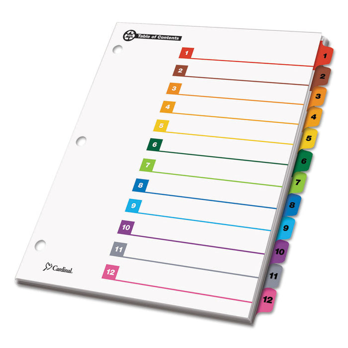 OneStep 100% Recycled Printable Table of Contents Dividers, 12-Tab, 1 to 12, 11 x 8.5, White, 1 Set